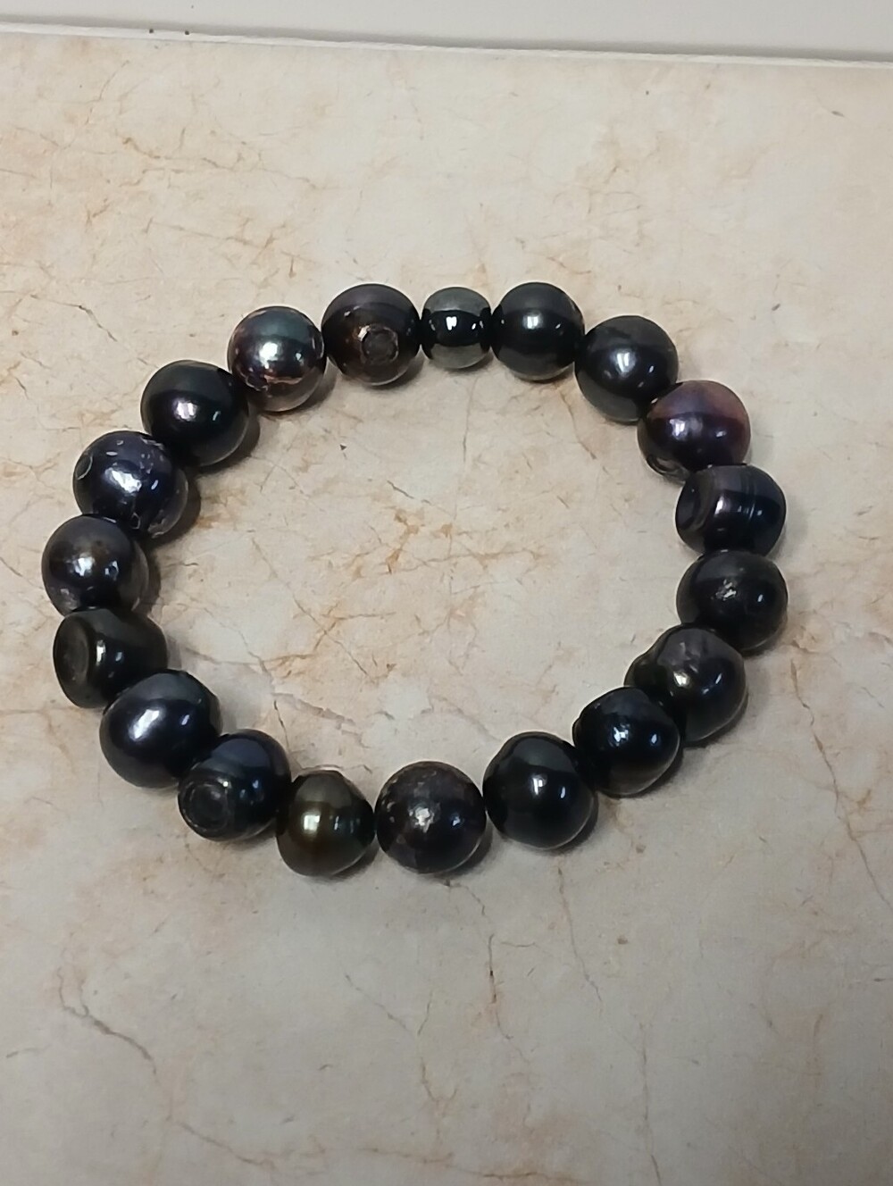 Black freshwater Pearl  Stretch Bracelet